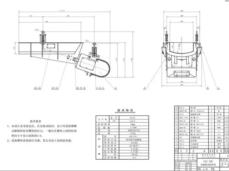 GZ型電磁給料機外形尺寸圖紙